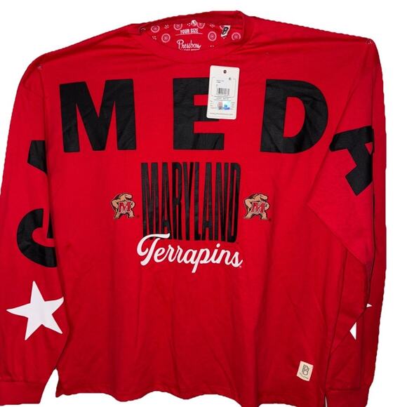 Terrapins GameDay Pressbox NCAA Oversized Long Sleeve Shirt OS New NWT - Picture 1 of 6